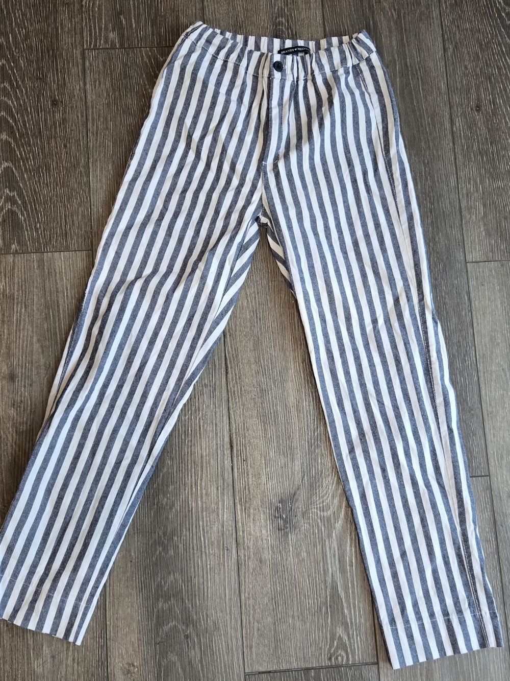 Brandy Melville Striped Chinos in White & Navy
